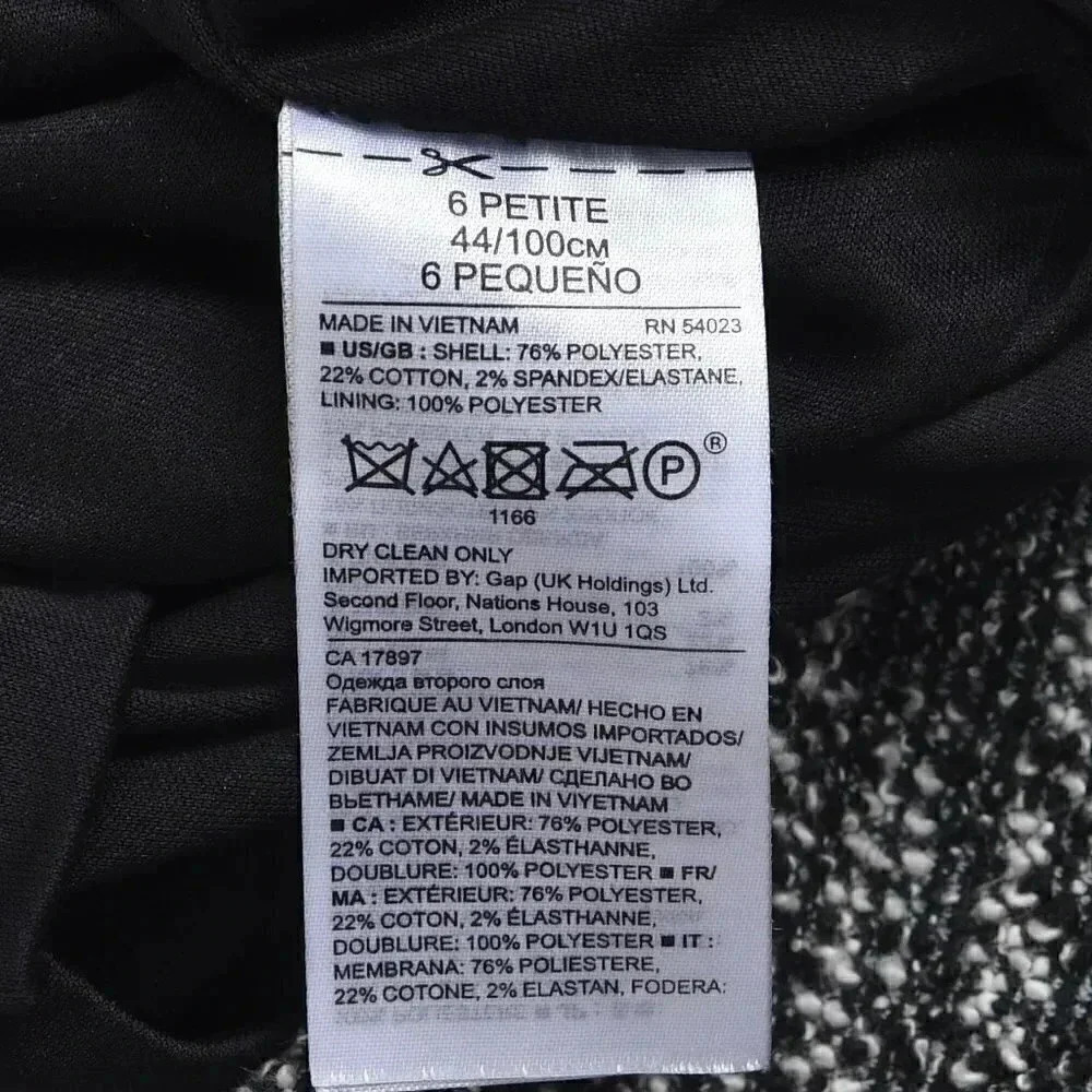 Banana  Republic Boucle Sheath Dress Size 6 Petite Black White - Picture 11 of 13